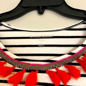 NEW Woman Within T-shirt size 1X 18-20 with Tassels, Stripes